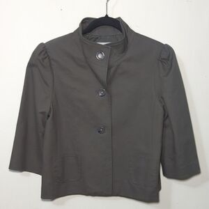 Old Navy Cropped Jacket Gray 3/4 Sleeve Three-Button Stretch Women's Size M